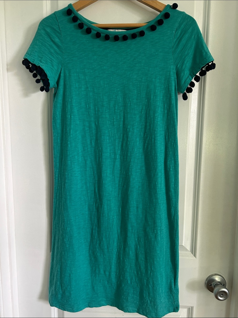 Boden Womens  Teal Pom-Trim Dress - size 2R